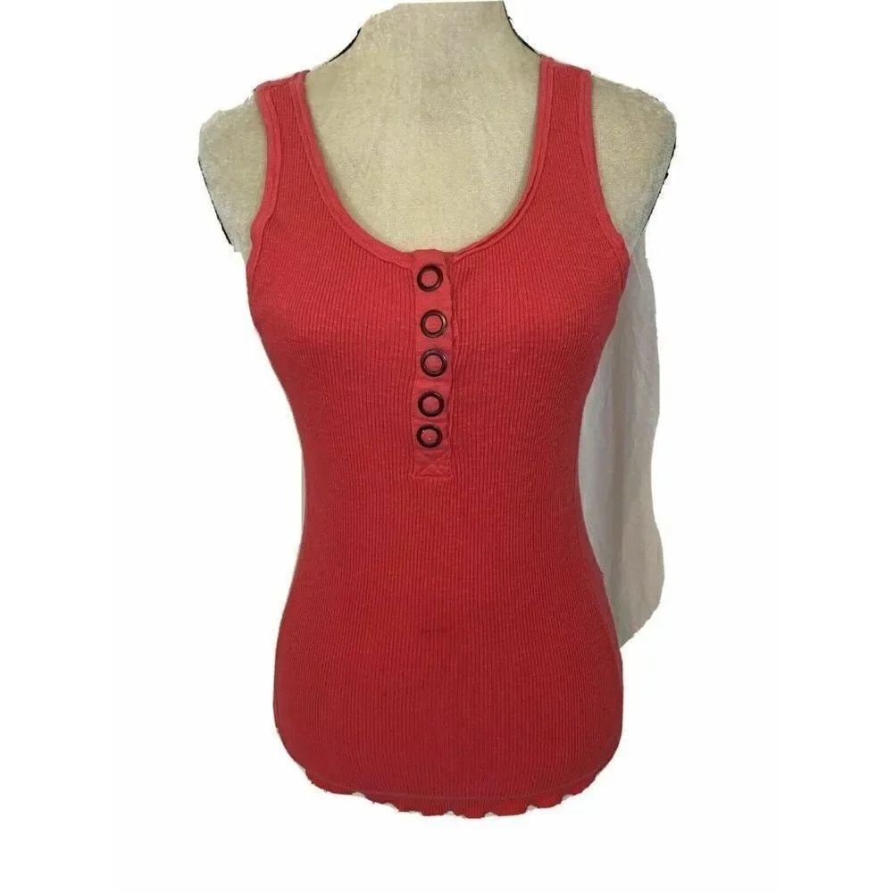 Zara Womens Solid Pink Tank Top Scoop Neck Ribbed Jersey Small